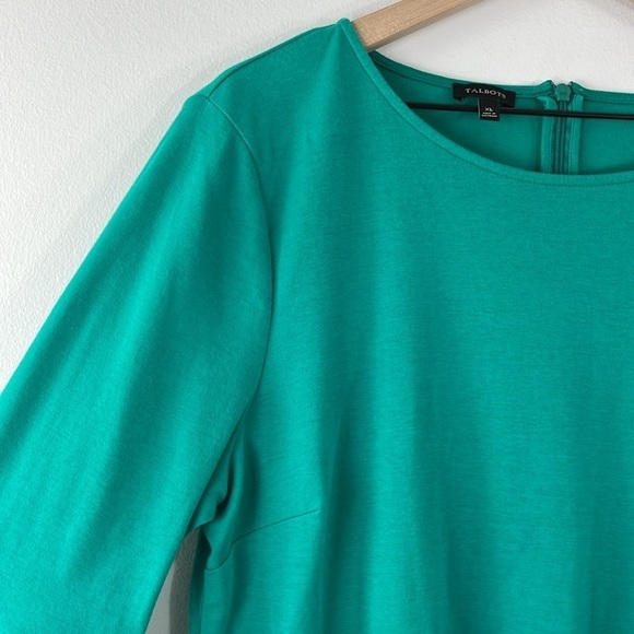 Talbots Green Cotton Flare Bell Sleeve Zip Back Top Womens Size XL Colorful Boho - Picture 4 of 9